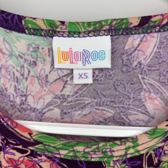 LULAROE NEW Irma Women's XS Purple Pink Green Floral Comfy Stretch - Picture 4 of 5